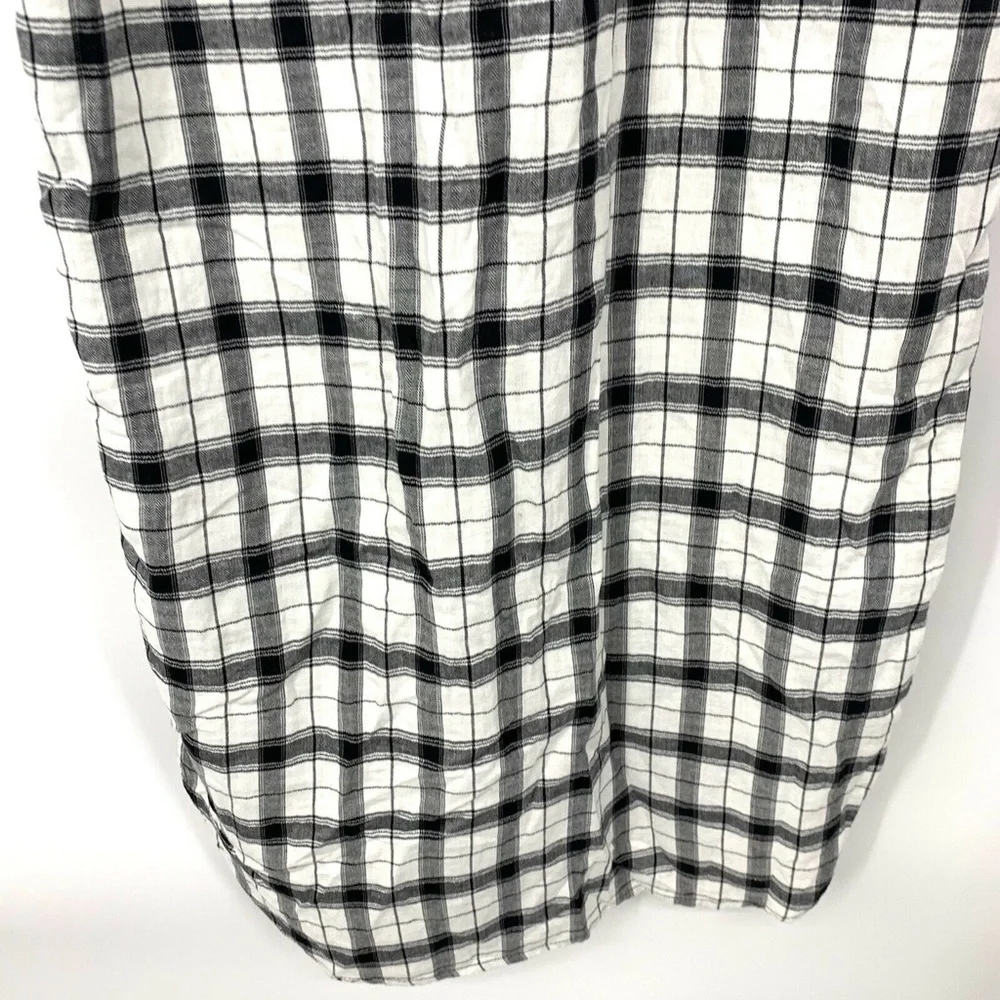 Forever 21 Black White Plaid Midi Shirt Dress_10